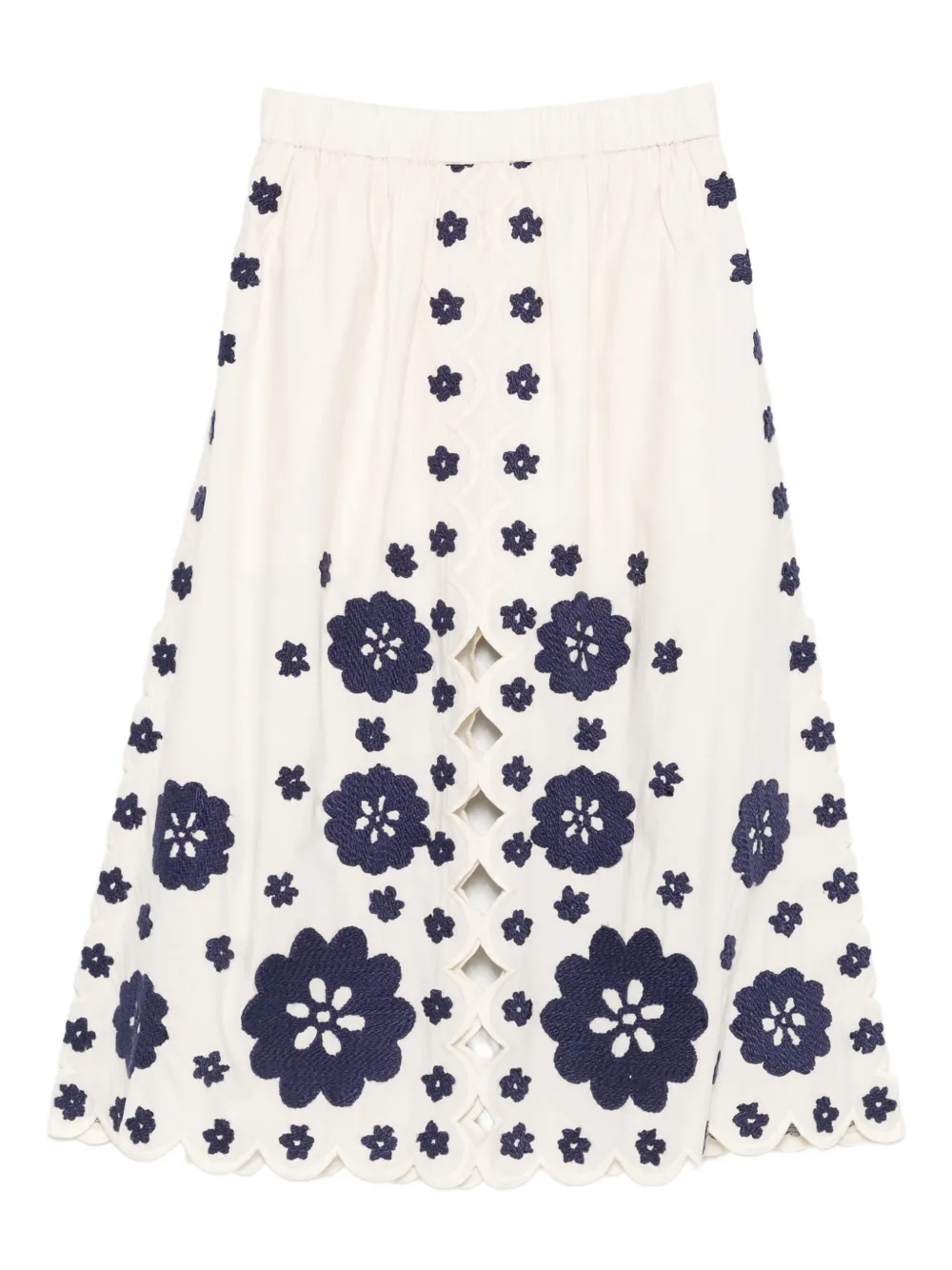 Sea Catrine midi-rok met geborduurde bloemen Beige