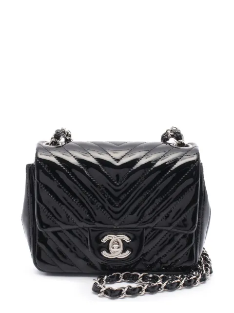 CHANEL Pre-Owned 2015-2016 Mini Square Classic Chevron Patent Single Flap crossbody bag