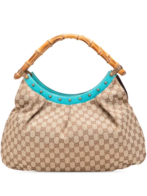 Gucci Pre-Owned Borsa passpartout in tela GG e bambù con borchie 2000-2015