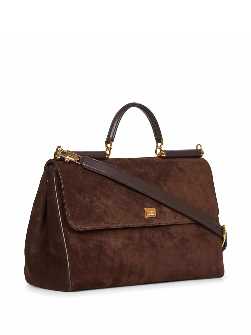 Dolce & Gabbana suede leather top-handle bag Ebano Moro