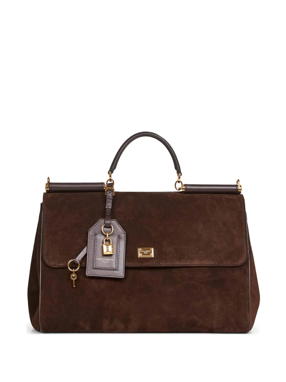 Dolce & Gabbana suede leather top-handle bag Ebano Moro