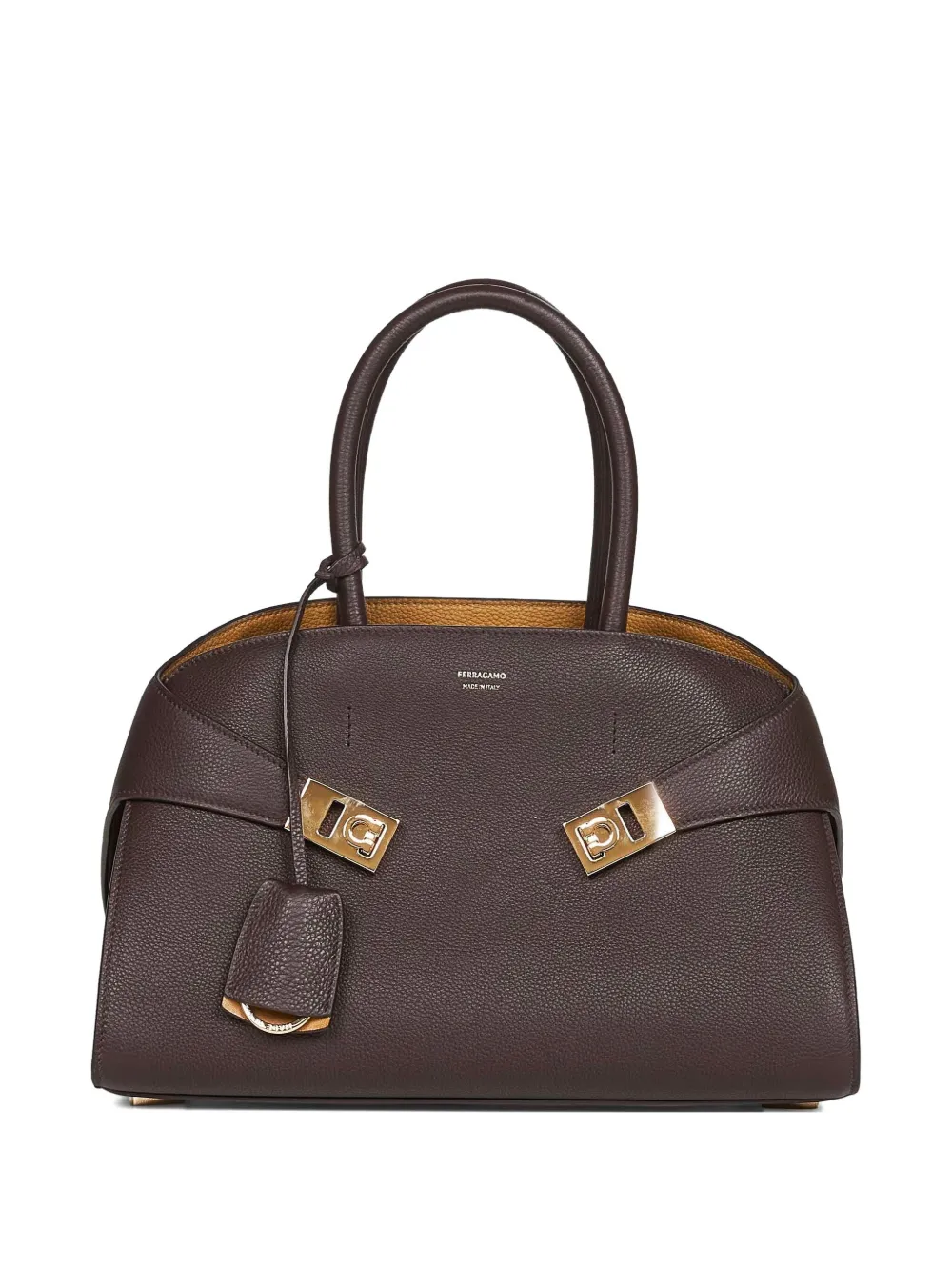 Ferragamo gancini-buckle calfskin tote bag Bruin