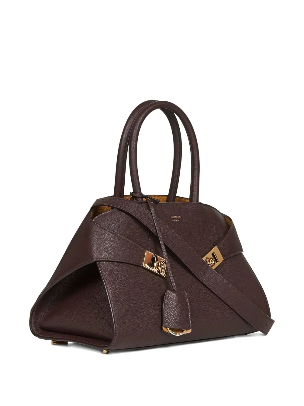 Ferragamo gancini-buckle calfskin tote bag Bruin
