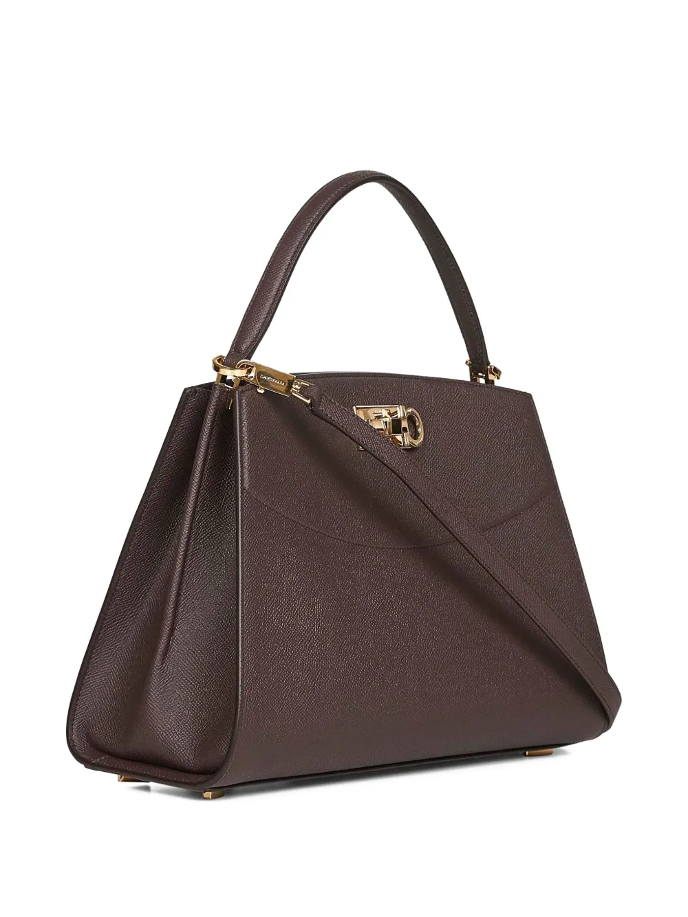Ferragamo Gancio-clasp hammered calfskin tote bag Testa di m testa di moro