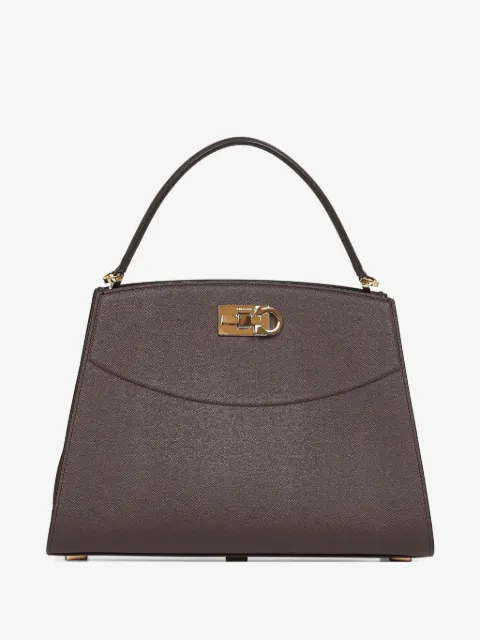 Gancio-clasp hammered calfskin tote bag