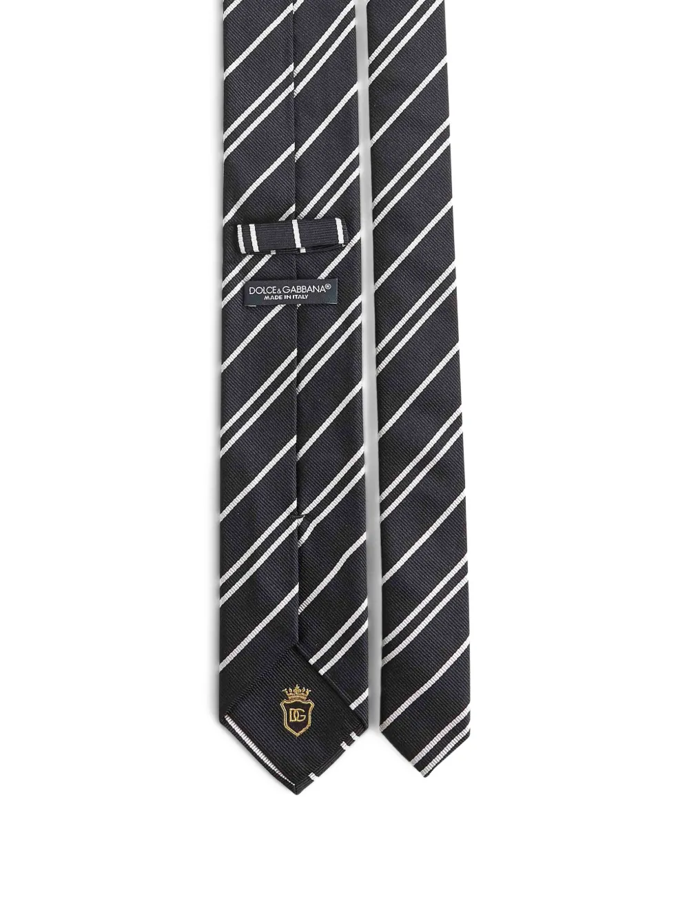 Dolce & Gabbana striped-jacquard silk tie Zwart