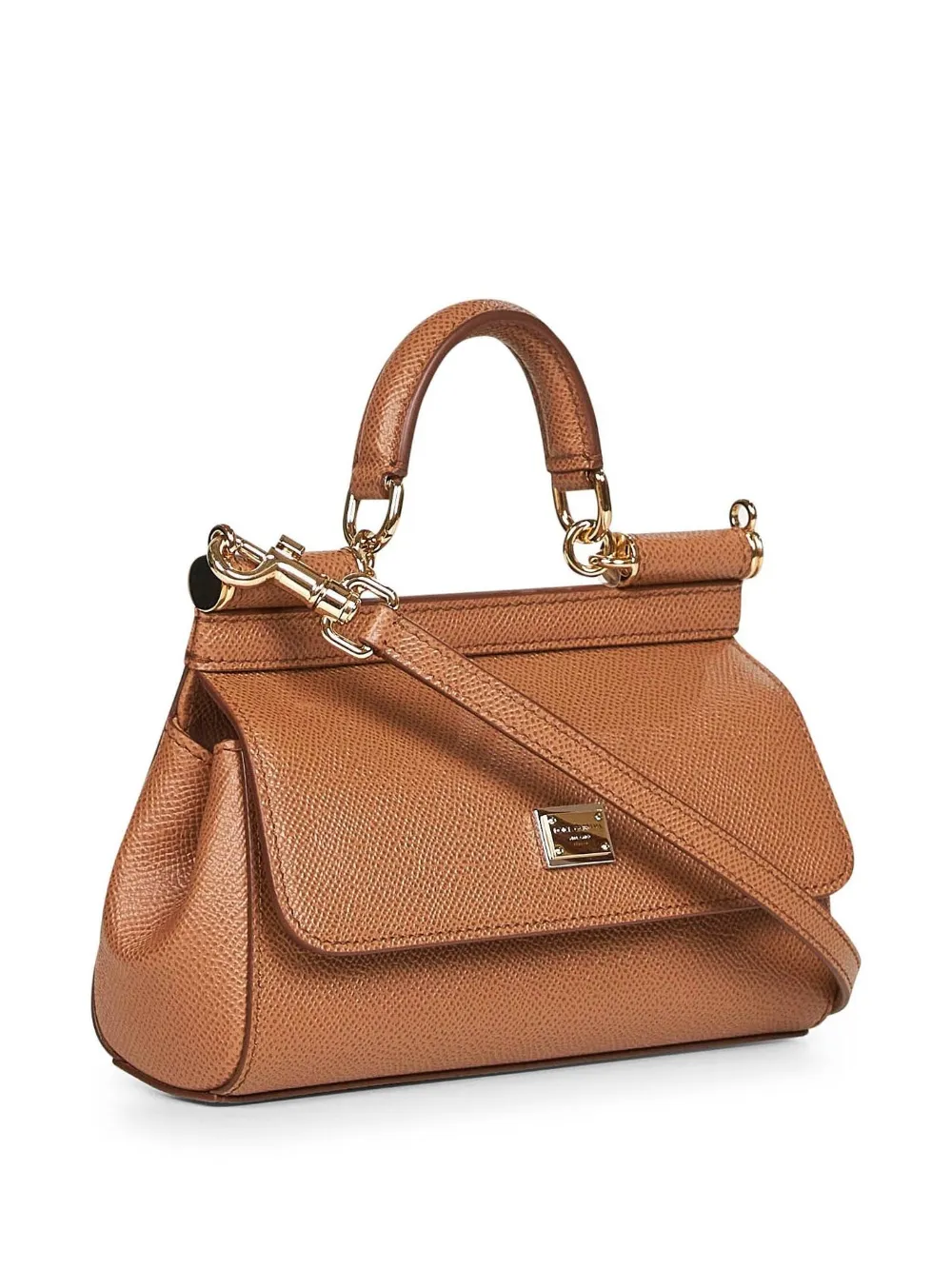 Dolce & Gabbana dauphine calf leather top handle bag Bruin