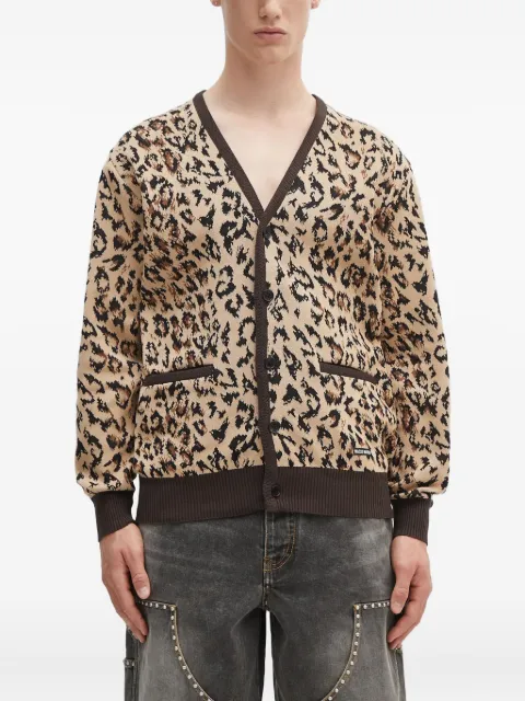WACKO MARIA leopard-print buttoned cardigan