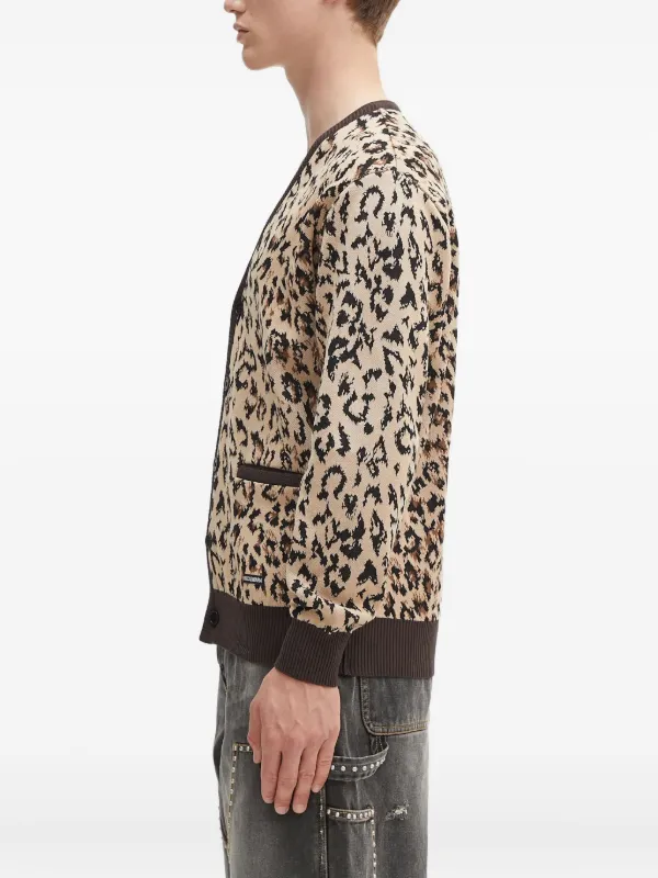 WACKO MARIA leopard-print Buttoned Cardigan | Neutrals