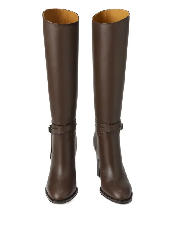 Ralph Lauren Collection Leather buckle-strap knee-high Boots Brown  FARFETCH PH