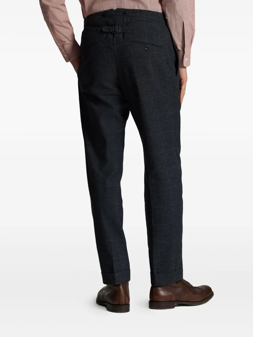 Rrl Checked Button-fastening Trousers In Gray