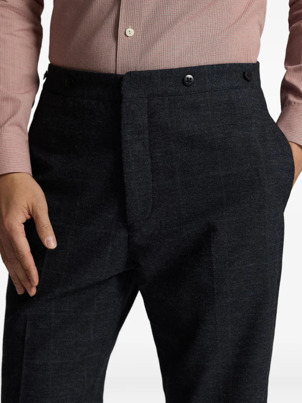 Rrl Checked Button-fastening Trousers In Gray