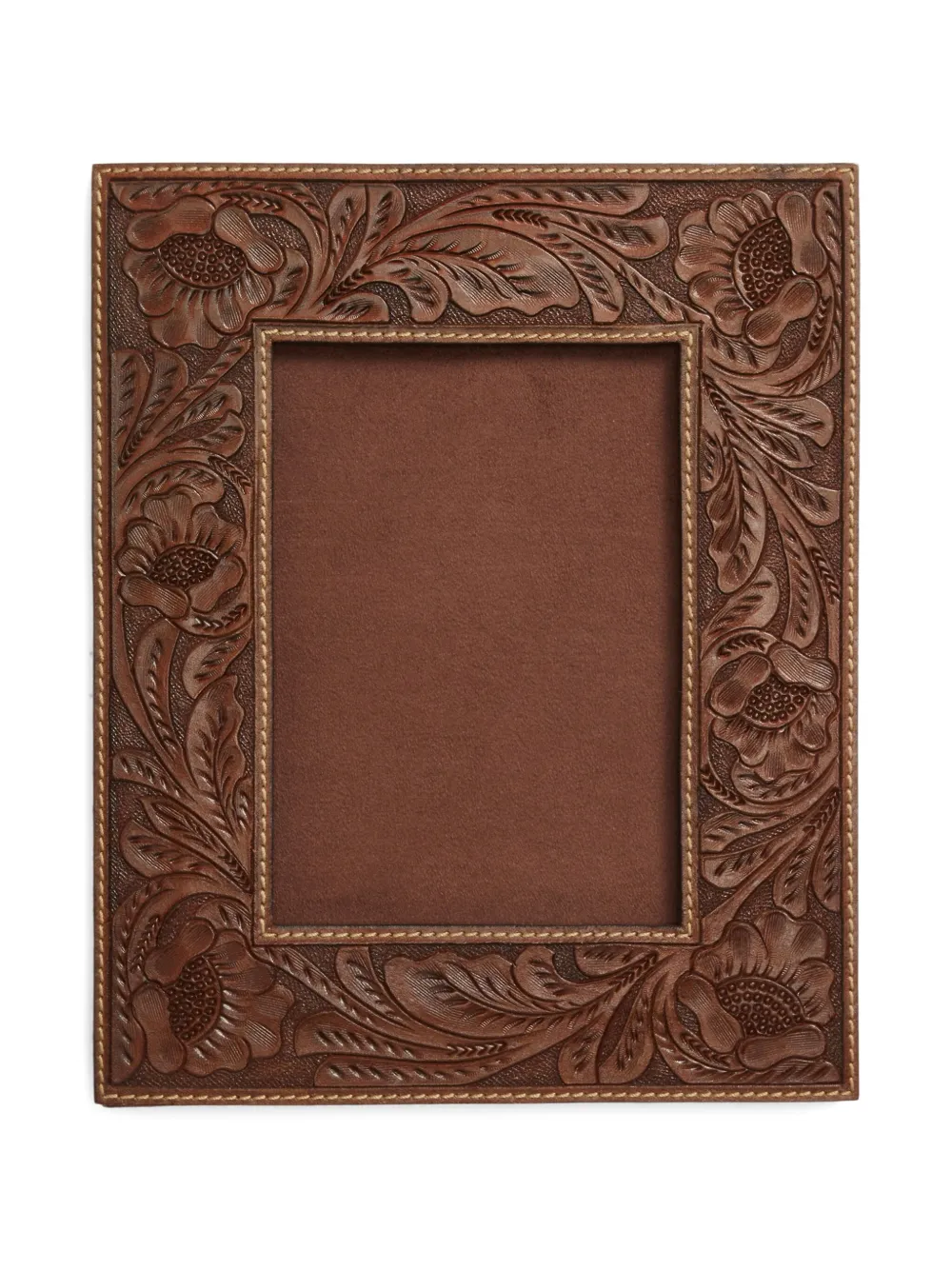 Ralph Lauren RRL Bilderrahmen aus Leder mit Blumenmuster - Braun