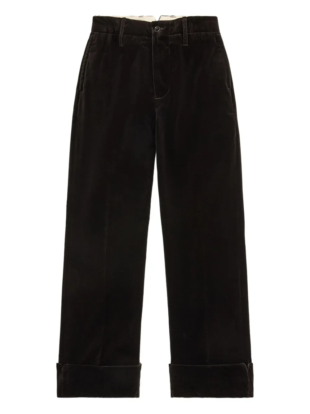 Rrl Velvet Cuffed-hem Trousers In Black