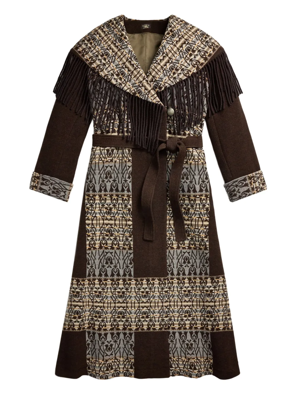 Rrl Jacquard Coat In Brown