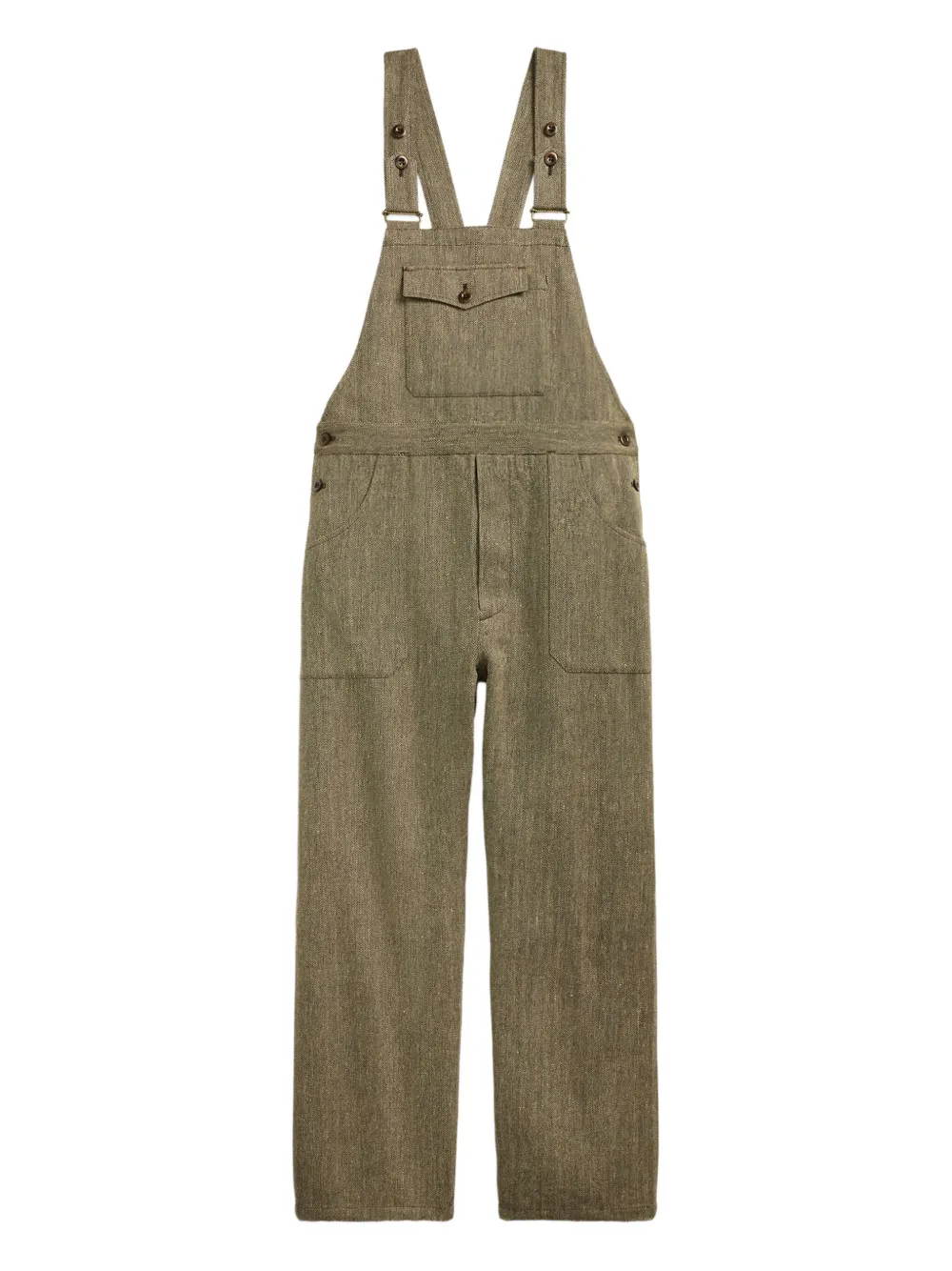Rrl Herringbone Buttoned Dungarees In Green