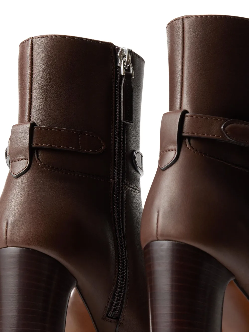 Ralph Lauren Collection 90 mm Donnely leren laarzen met gespbandje Bruin