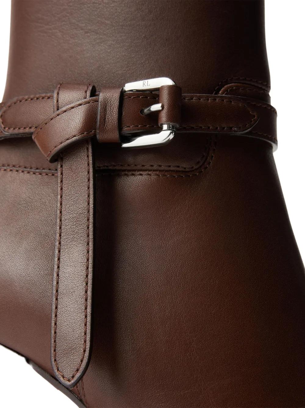 Ralph Lauren Collection 90 mm Donnely leren laarzen met gespbandje Bruin