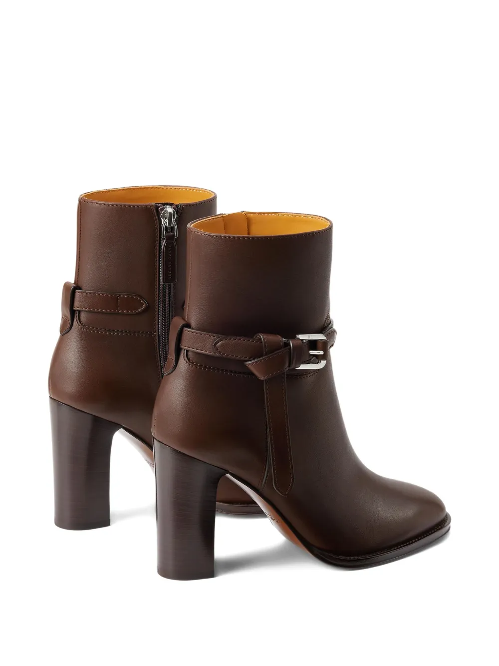 Ralph Lauren Collection 90 mm Donnely leren laarzen met gespbandje Bruin