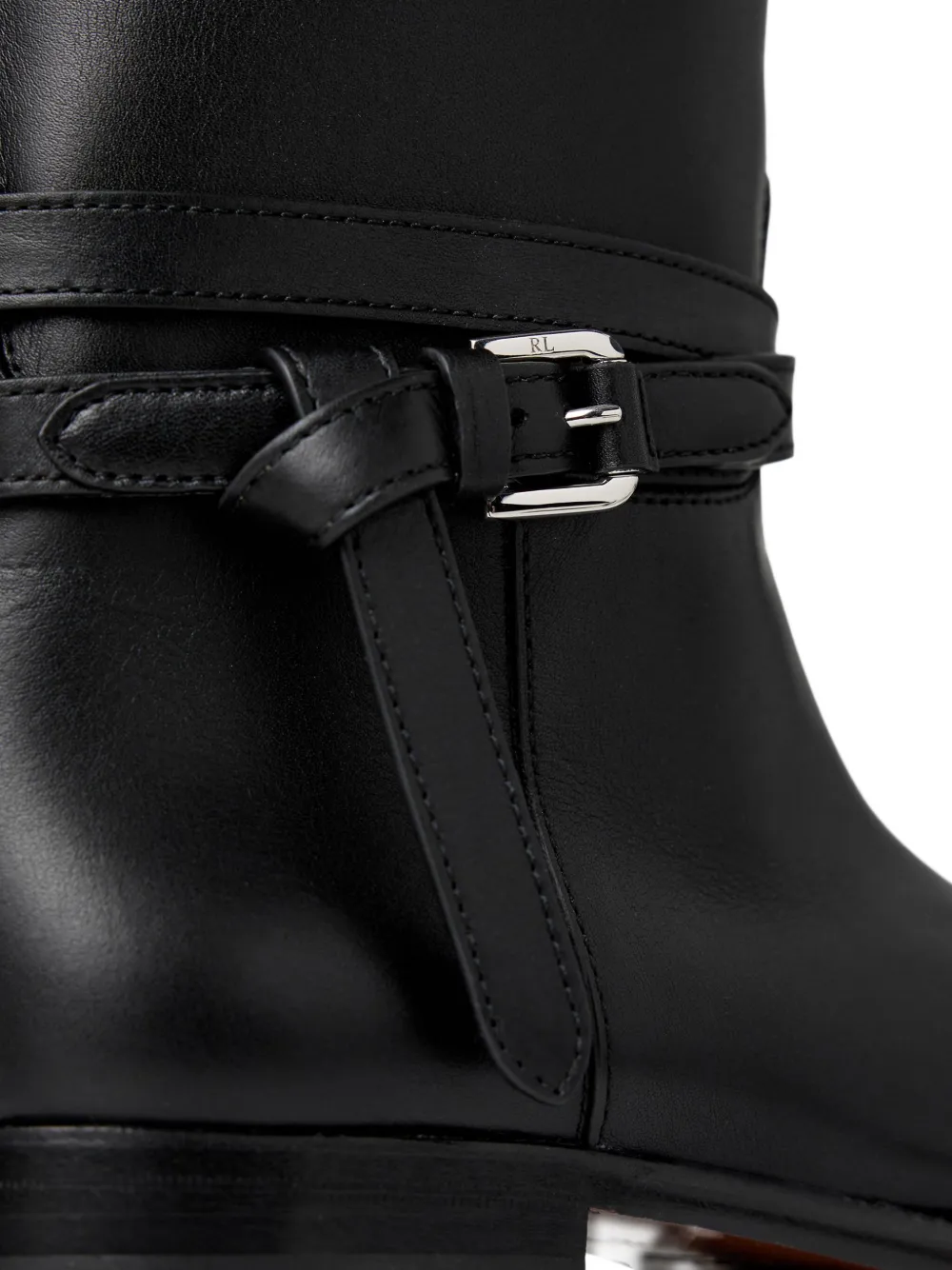 Ralph Lauren Collection 25mm Donnely buckle-strap calfskin boots Black