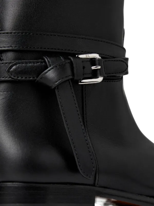 Ralph Lauren 25mm Donnely Buckle-strap Calfskin Women Boots - Black Ralph Lauren 25mm Donnely Buckle-strap Calfskin Women Boots - Black
