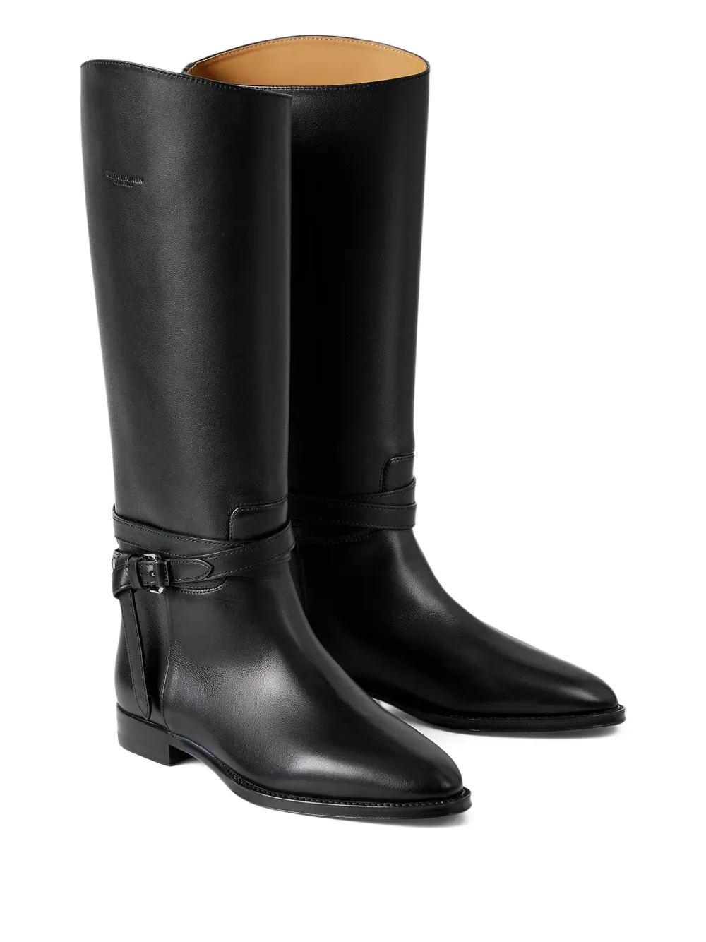 Ralph Lauren Collection 25mm Donnely buckle-strap calfskin boots Black