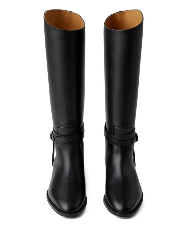 Ralph Lauren 25mm Donnely Buckle-strap Calfskin Women Boots - Black Ralph Lauren 25mm Donnely Buckle-strap Calfskin Women Boots - Black