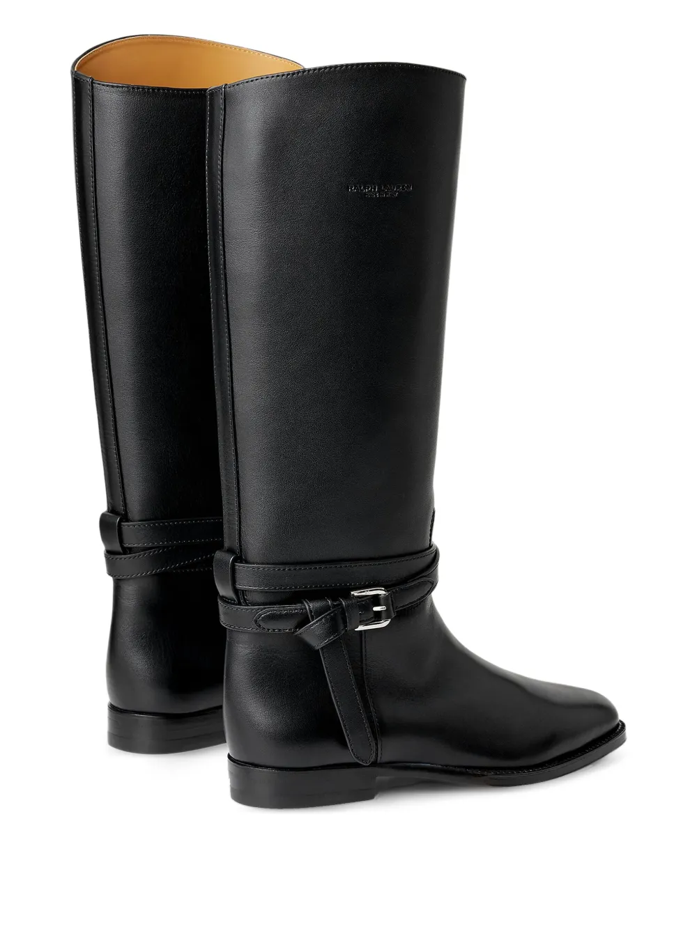 Ralph Lauren Collection 25mm Donnely buckle-strap calfskin boots Black