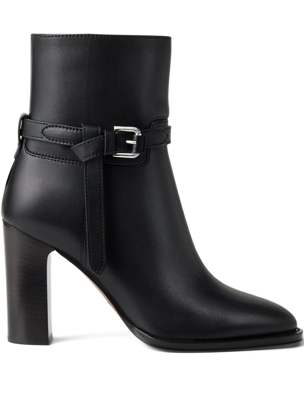 Ralph Lauren 90mm Donnely Buckle-strap Block-heel Boots In Black
