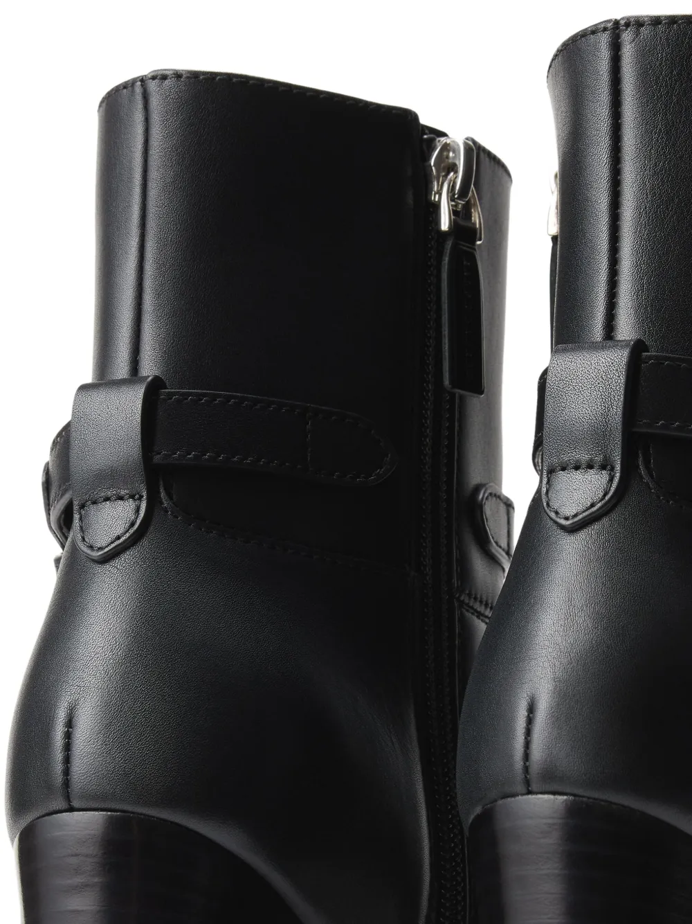 Ralph Lauren 90mm Donnely Buckle-strap Block-heel Boots In Black