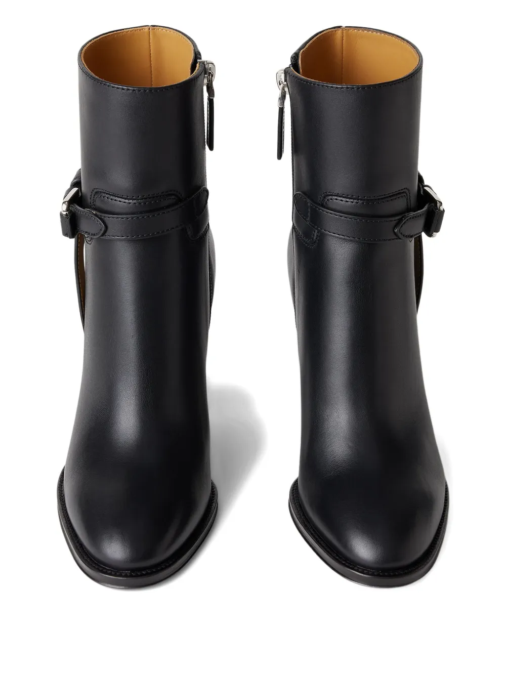 Ralph Lauren 90mm Donnely Buckle-strap Block-heel Boots In Black