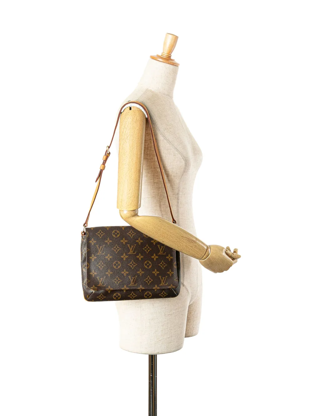Pre-owned Louis Vuitton 2002 Monogram Musette Tango Long Strap Crossbody Bag In Brown