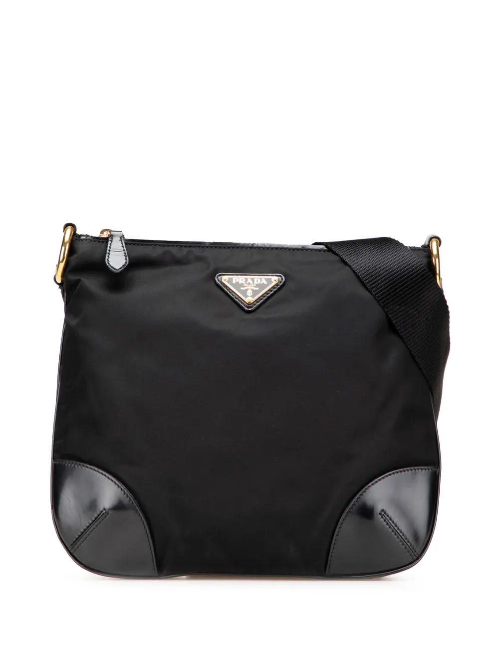 Prada Pre-Owned 2013-2025 ヴィッテロトリム テスート ジップトップ ショルダーバッグ - ブラック Prada Pre-Owned 2013-2025 ヴィッテロトリム テスート ジップトップ ショルダーバッグ - ブラック
