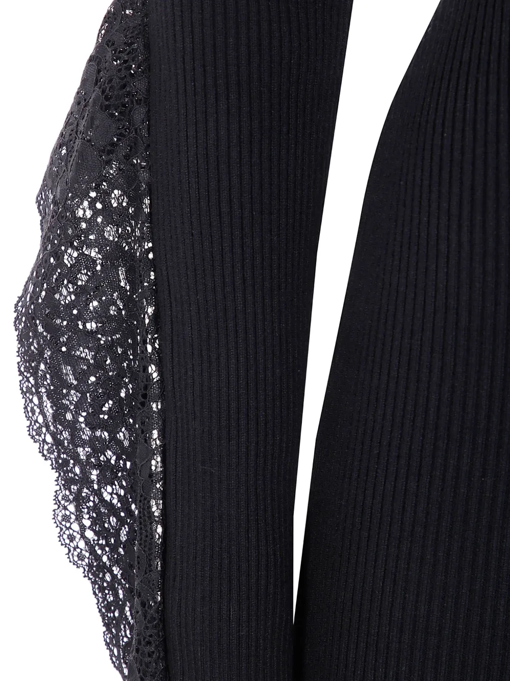 Blumarine lace-insert ribbed dress Zwart