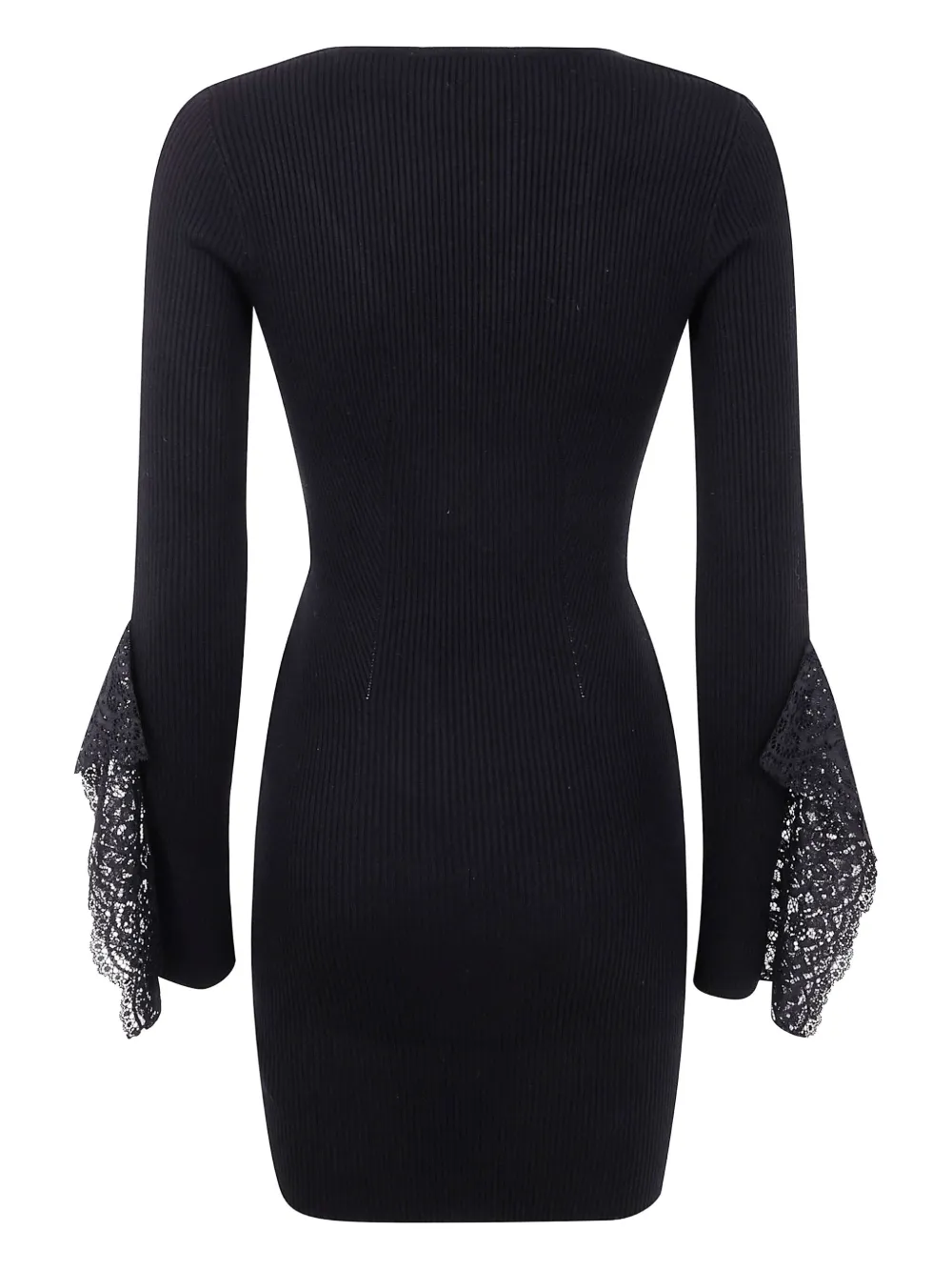 Blumarine lace-insert ribbed dress Zwart
