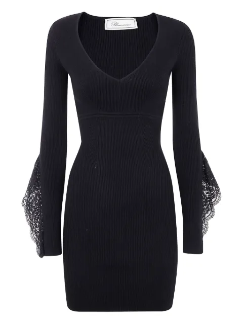 Blumarine lace-insert ribbed dress