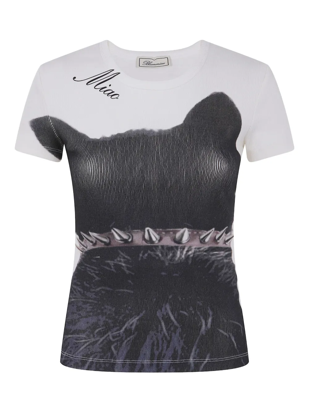 Blumarine ribbed cat-print T-shirt Zwart