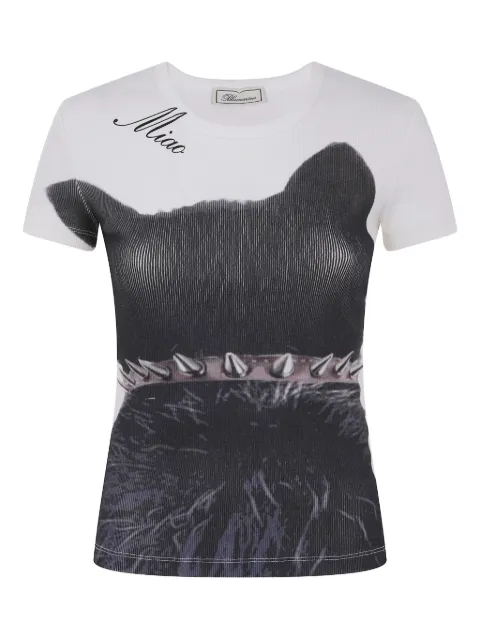 Blumarine ribbed cat-print T-shirt 