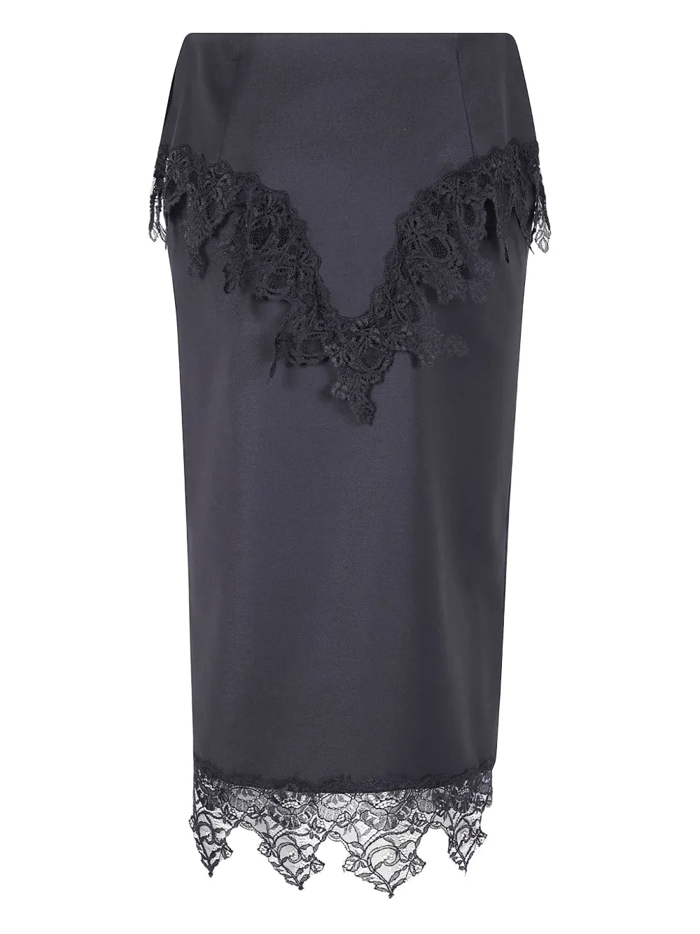 Blumarine lace-trimmed pencil midi skirt Zwart