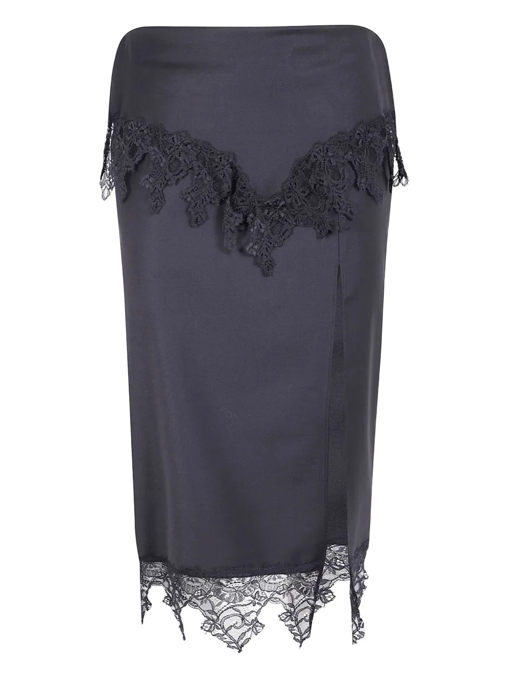 Blumarine lace-trimmed pencil midi skirt Zwart