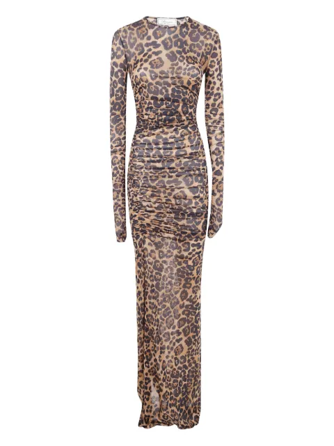 Blumarine leopard-print ruched maxi dress
