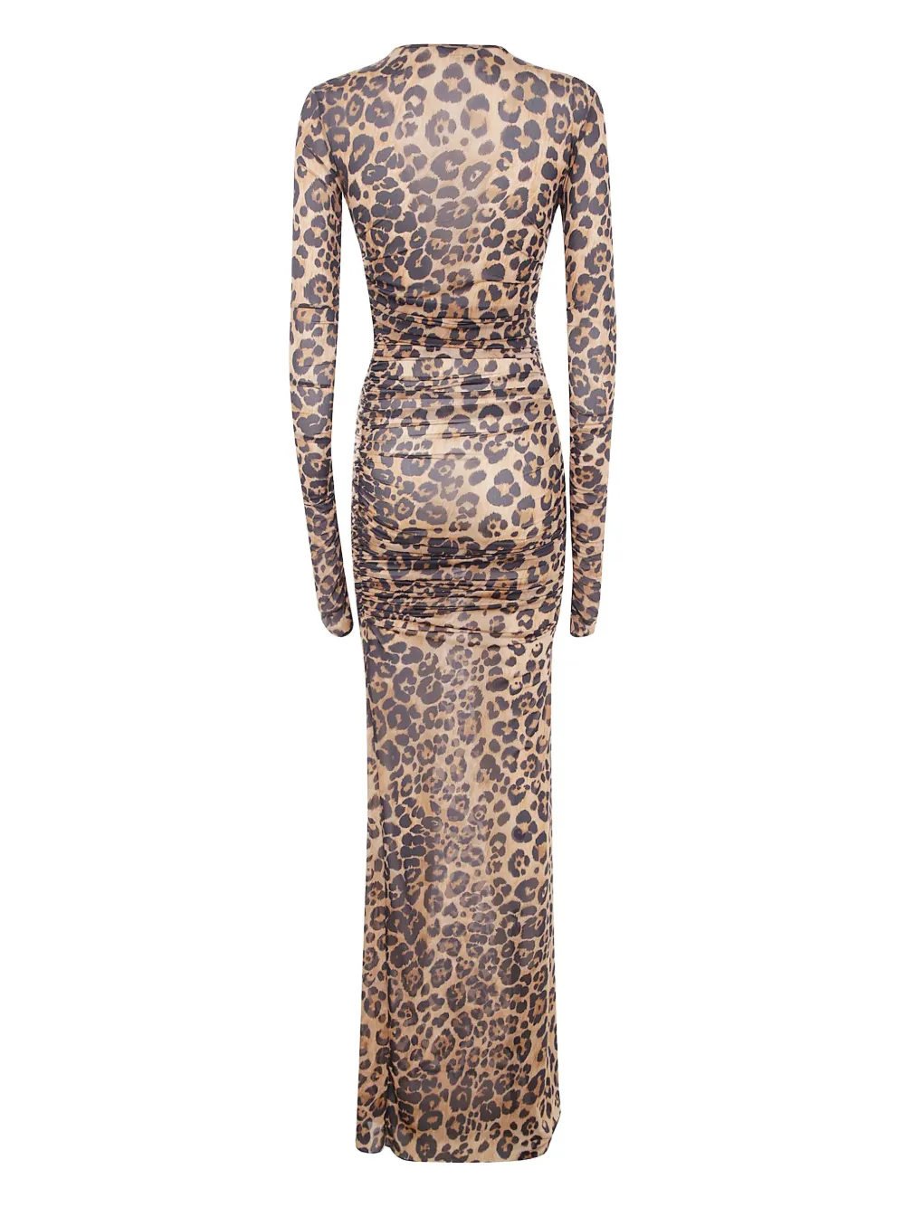 Blumarine leopard-print ruched maxi dress Bruin