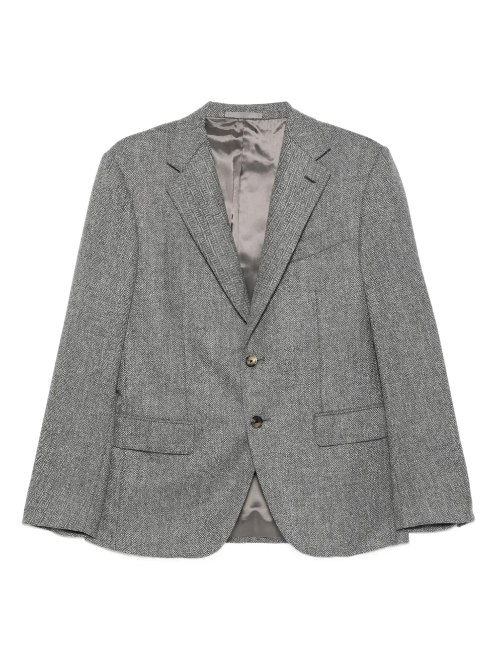 Caruso Blazer met visgraatpatroonn Grijs