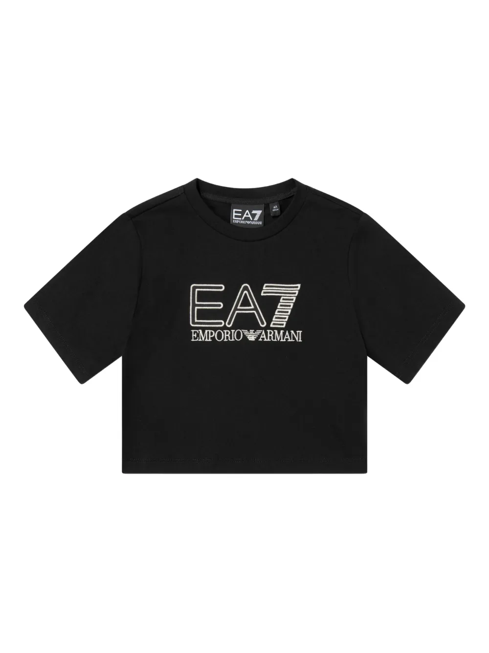 Emporio Ar i Kids EA7 logo-embroidered cropped top Zwart