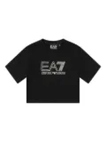 Emporio Armani Kids EA7 logo-embroidered cropped top - Black