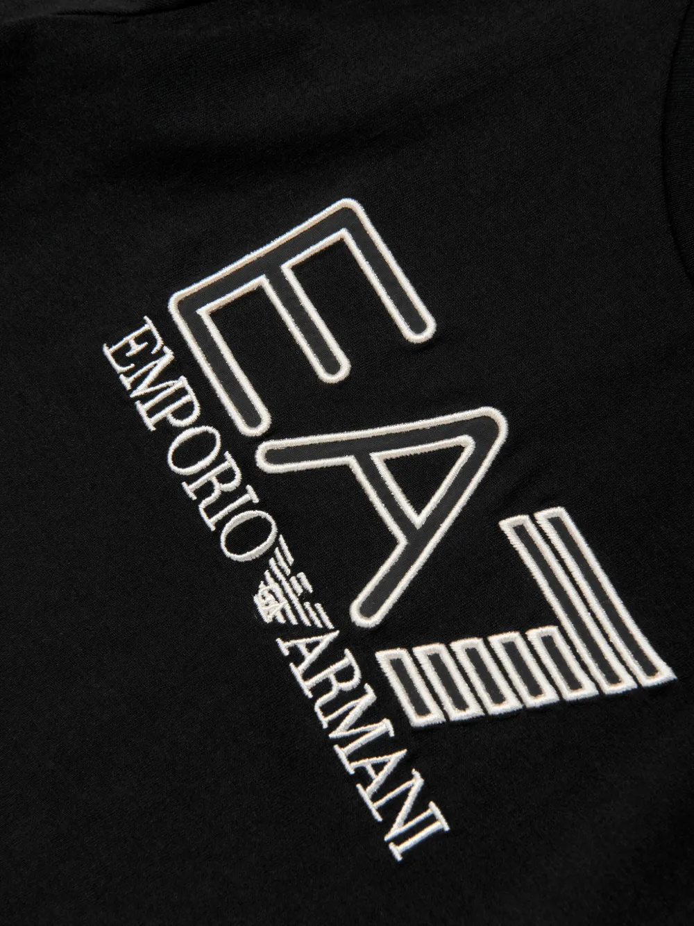 Emporio Armani Kids EA7 logo-embroidered cropped top Zwart