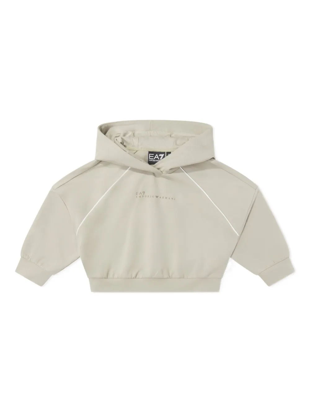 Emporio Ar i Kids hooded panelled cropped top Beige