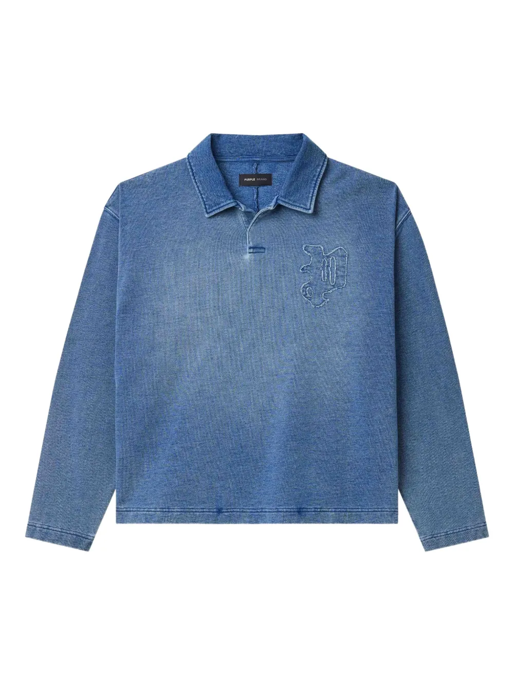 Purple Brand logo-detail long-sleeve polo shirt - ブルー Purple Brand logo-detail long-sleeve polo shirt - ブルー