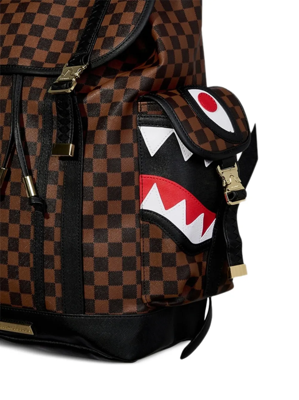 Sprayground Sawtooh Sharks in Paris Monte Carlo rugzak met geruit patroon Bruin