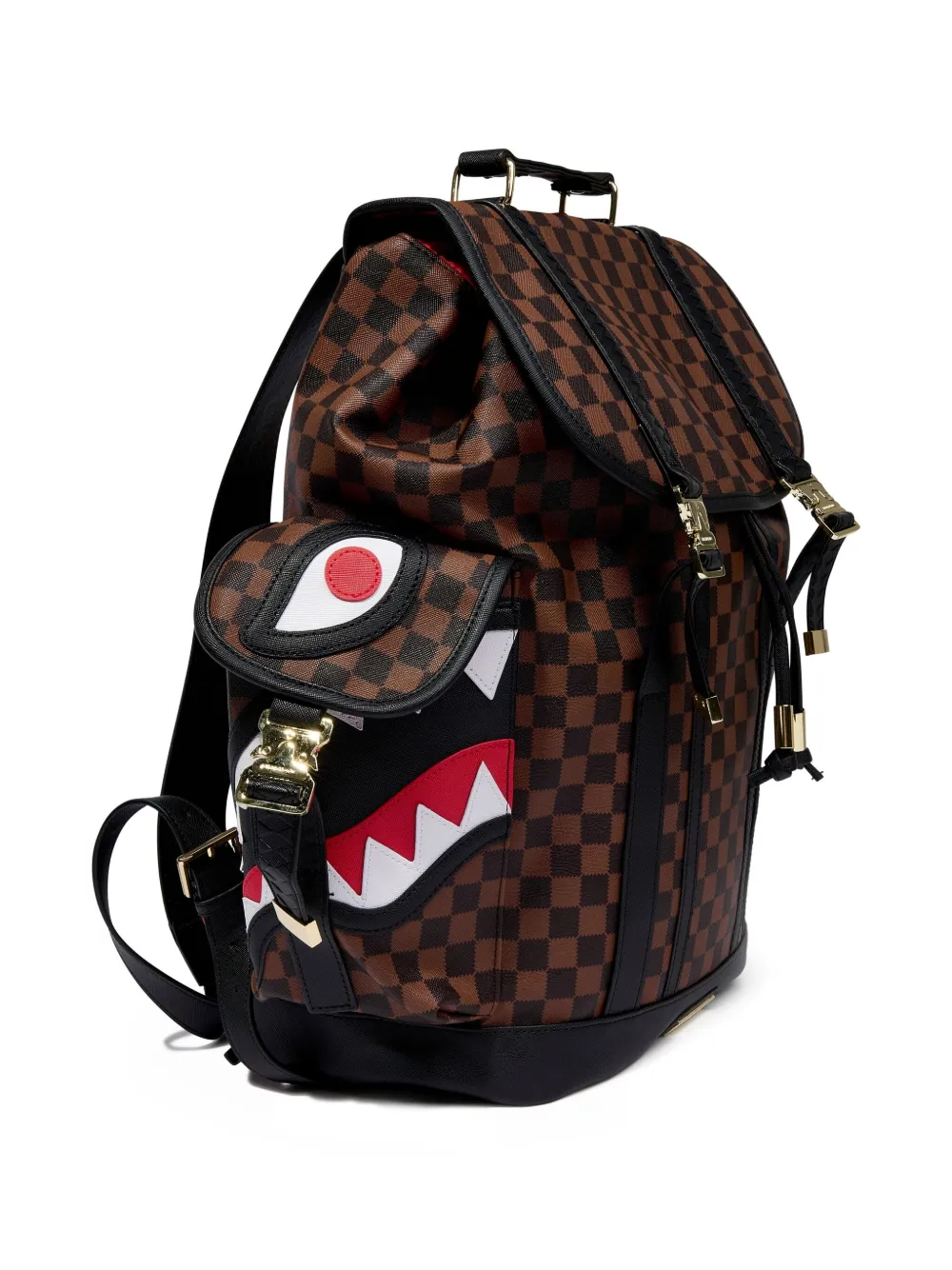 Sprayground Sawtooh Sharks in Paris Monte Carlo rugzak met geruit patroon Bruin